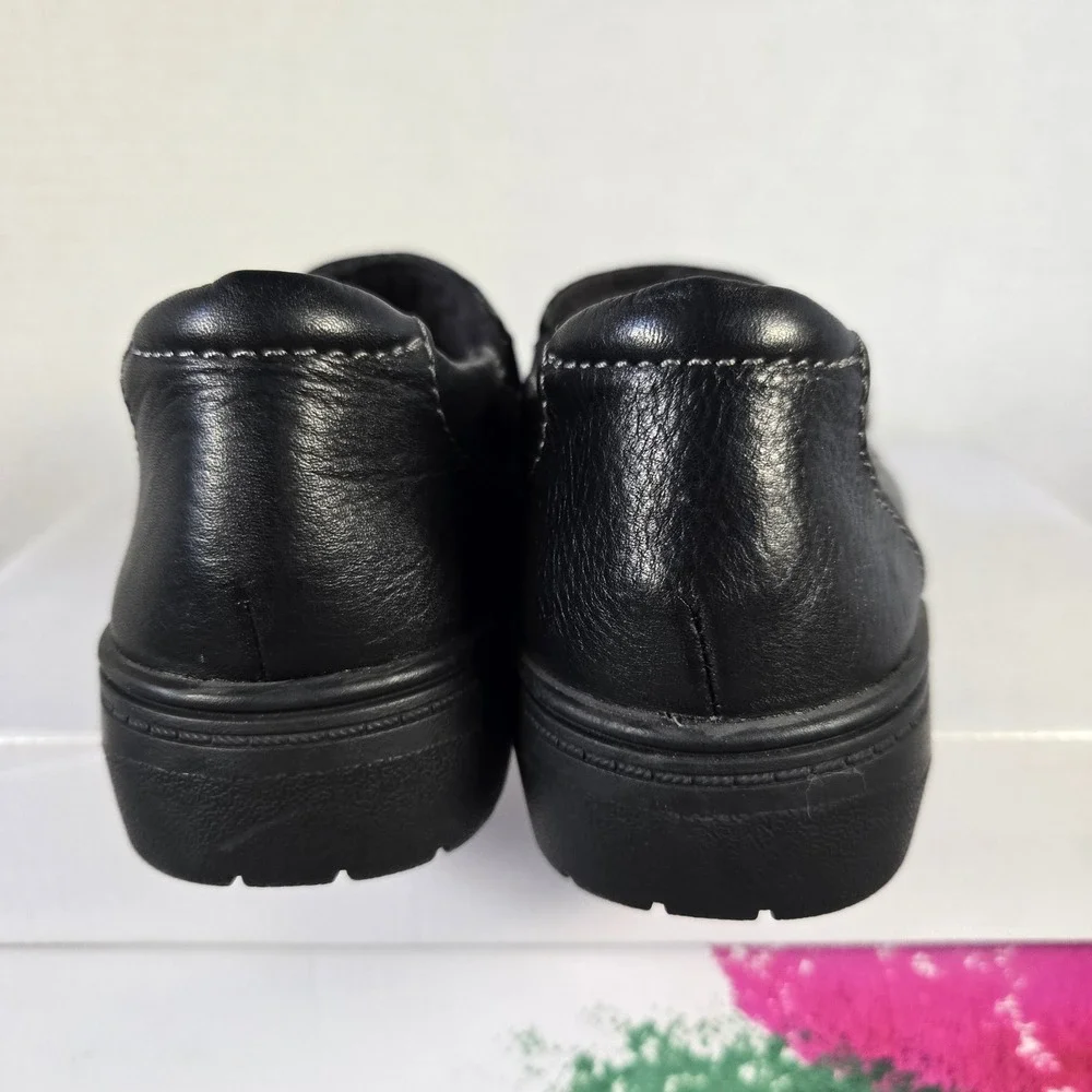 Clarks Carleigh Pearl Black Leather Slip On Loafers Shoes Womens 6 M